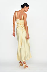 Starring Role Cowl Bust Waist Tie Dress Butter